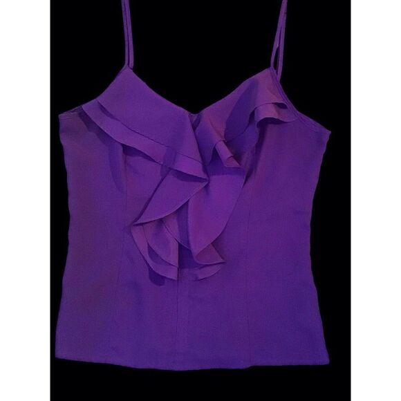 💜 Miley Cyrus Purple Ruffle Zip-Back Cami – Size M - Picture 8 of 9